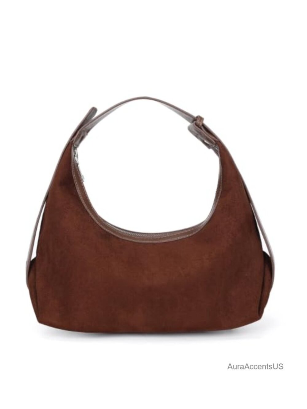 Faux Suede Crescent Hobo Bag Adjustable Crossbody Shoulder Purse